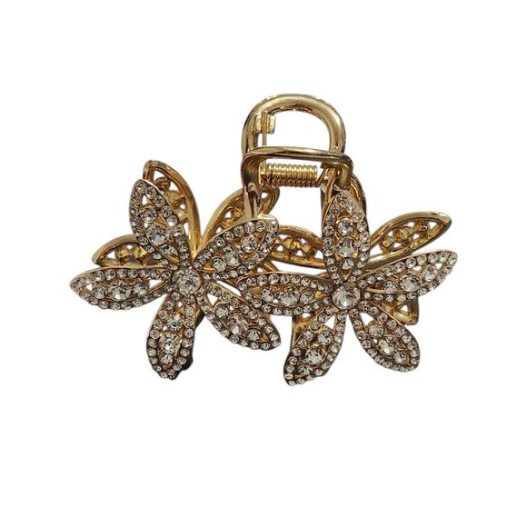 Golden Claw Clip Embellished Korean Clutcher Non-Slip Metal Claw Clip Hairbow - Picture 4 of 4